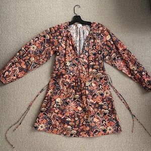 A.L.C. Floral Mini Dress in Orange and Black